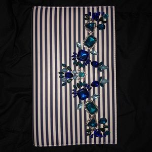 SOLD Navy/White Embellished Express Clutch Purse